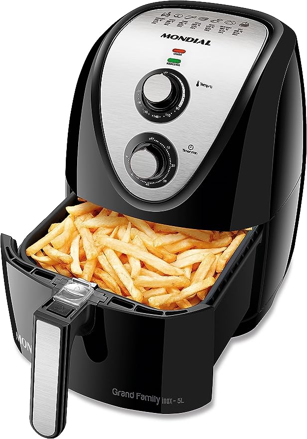 Mondial Grand Family Inox 5L fritadeira sem óleo preta 1900W