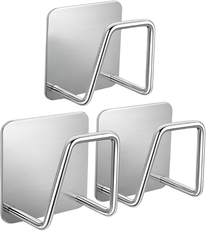 Kit 3 Ganchos Adesivos Inox para Parede