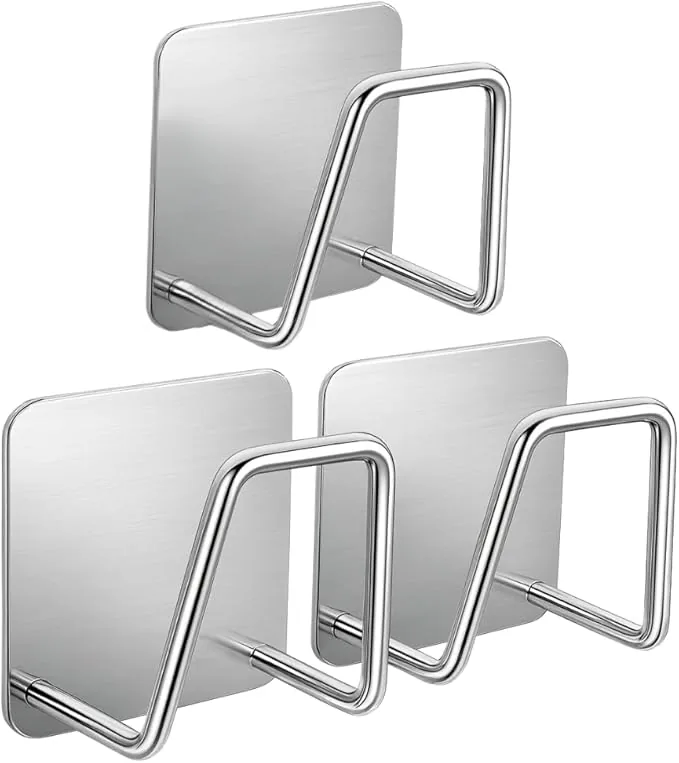 Kit 3 Ganchos Adesivos Inox para Parede
