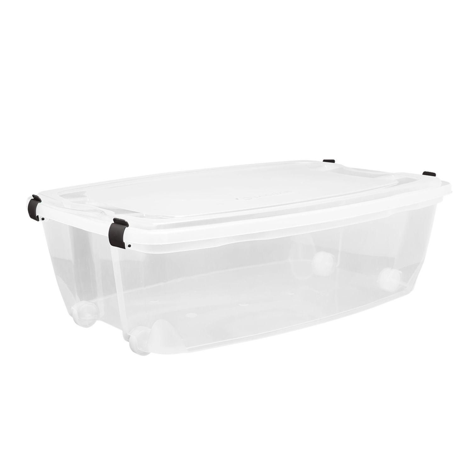 Caixas organizadoras empilháveis transparentes com puxador para armário