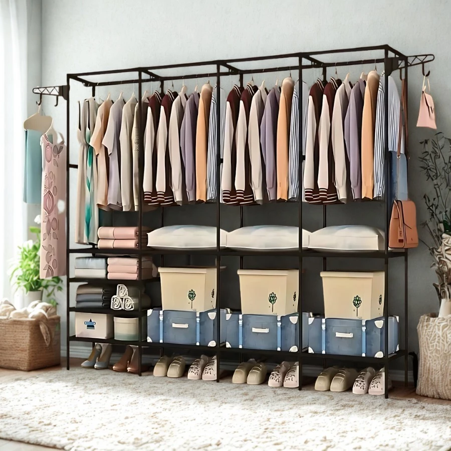 Cabideiro casal closet arara com prateleiras organizadoras