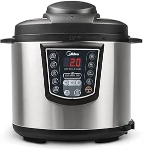 Panela de Pressão Elétrica Midea 6 litros digital inox preto